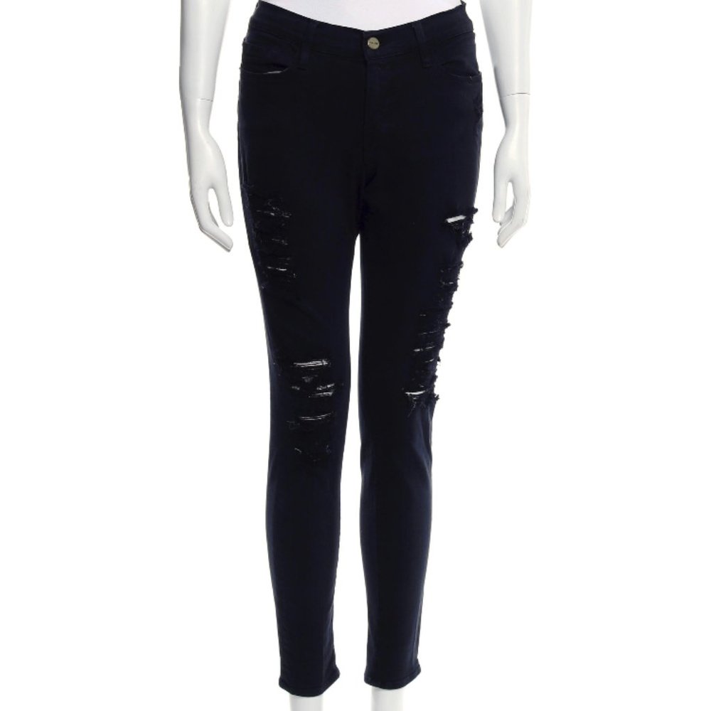 FRAME Mid-Rise Black Skinny Leg Jeans